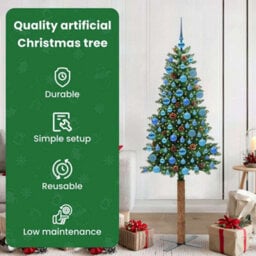 Vidaxl Slim Christmas Tree Green 180 Cm Pvc And Solid Pine Wood - thumbnail 7