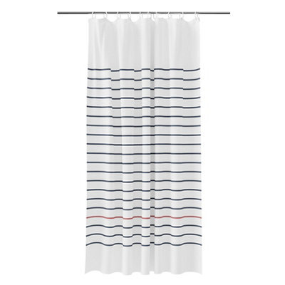 GoodHome Islay White & Blue Stripes Shower Curtain (W)180Cm - image 1