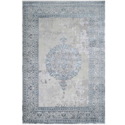 Loomed Blue Grey Traditional Medallion Bordered Living Area Rug 120X170Cm - thumbnail 6
