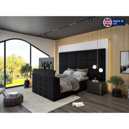Copenhagen Upholstered  Black Television Bed Frame - thumbnail 7