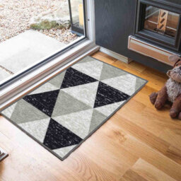 Machine Washable Triangle Design Anti Slip Doormats Grey 160X220 Cm - thumbnail 1