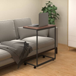 Berkfield Stylish Side Table With Wheels Black 55X35X70 Cm Engineered Wood - thumbnail 2