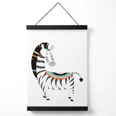 Artze Wall Art Zebra Tribal Animal Art Print With Black Frame Size: A4 - image 1