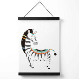 Artze Wall Art Zebra Tribal Animal Art Print With Black Frame Size: A4 - thumbnail 1