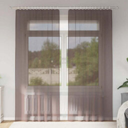 Walplus Voile Curtains With Tab Top 2 Pcs Brown - thumbnail 1