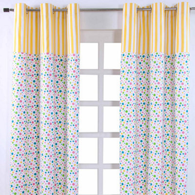Homescapes Multi Polka Dots Ready Made Eyelet Curtain Pair, 117 X 137 Cm Drop - image 1