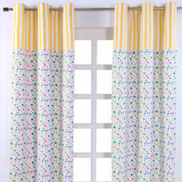 Homescapes Multi Polka Dots Ready Made Eyelet Curtain Pair, 117 X 137 Cm Drop - thumbnail 1