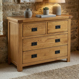 Rustic Oak 2 over 2 Drawer Chest of Drawers - thumbnail 1