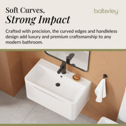 Balterley Dunwood Contemporary Bathroom Wall Hung 1 Drawer Vanity & Polymarble Basin, Satin White, 800mm - thumbnail 6