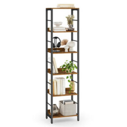 Vasagle 6-Tier Bookcase, Book Shelf, Bookshelf, 30 X 40 X 178 Cm, Shelving Unit, With Back Panels, Industrial, For Living Room - thumbnail 2