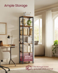 Vasagle 6-Tier Bookcase, Book Shelf, Bookshelf, 30 X 40 X 178 Cm, Shelving Unit, With Back Panels, Industrial, For Living Room - thumbnail 3