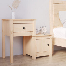 Berkfield Bedside Cabinet 79.5X38X65.5 Cm Solid Wood Pine - thumbnail 1