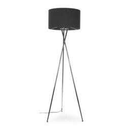 Valuelights Camden Brushed Chrome Tripod Floor Lamp With Charcoal Drum Shade And Bulb