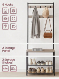 Songmics Vasagle Coat Rack With Shoe Shelf, Entrance Cabinet With Bench, 3-In-1 Steel Frame, For Entryway, Hallway - thumbnail 7