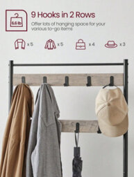 Songmics Vasagle Coat Rack With Shoe Shelf, Entrance Cabinet With Bench, 3-In-1 Steel Frame, For Entryway, Hallway - thumbnail 4