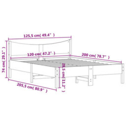 Berkfield Bed Frame Without Mattress Wax Brown 120X200 Cm Solid Wood Pine - thumbnail 9