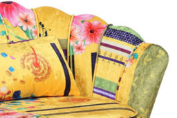 Gold Patchwork Fabric 2 + 1 Seat Sofa And Chair Set For Living Room & Office Daisy - thumbnail 6