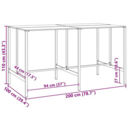 Walplus Bar Table Black 200X100X110 Cm Powder-Coated Steel - thumbnail 7