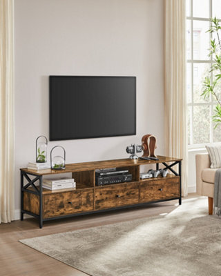 LEDREM Tv Stand Unit, Entertainment Center For Up To 80 Inch Tvs, 3 Fabric Drawers And 3 Open Shelves, 178 X 40 X50 Cm, For Living Room - image 1
