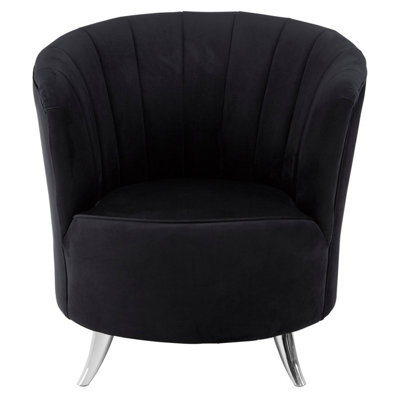 Orsina Black Tub Chair, Stylish Office Chair, Classy Velvet Chair, Round Velvet Upholstery Chair For Lounge - image 1