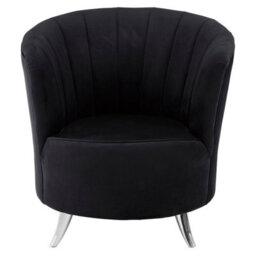 Orsina Black Tub Chair, Stylish Office Chair, Classy Velvet Chair, Round Velvet Upholstery Chair For Lounge