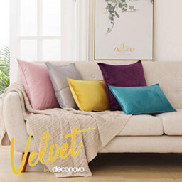 Deconovo Pack Of 2 Large Crushed Velvet Cushion Covers With Invisible Zipper 60Cm X 60Cm Mellow Yellow - thumbnail 3