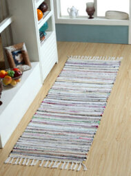 Second Nature Online Festival Recycled Cotton Blend Rag Rug In Varied Colourways Indoor And Outdoor Use / 60 Cm X 210 Cm / Pastel