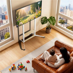 Mobile Tv Floor Stand Cart For Lcd Led Industrial Tv Mount Shelf - thumbnail 4