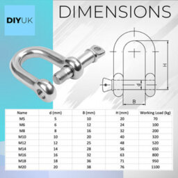 DIYUK M6 D Shackles With Screw Lock ( Pack Of: 10 ) Heavy Duty Steel Durable Hook Ring For Towing And Outdoor Activities - thumbnail 3