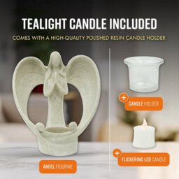 Globrite Guardian Angel Candle Holders, White Resin - Elegant Tea Light Christmas Decorations With Angel Wings Table Centrepiece - thumbnail 5
