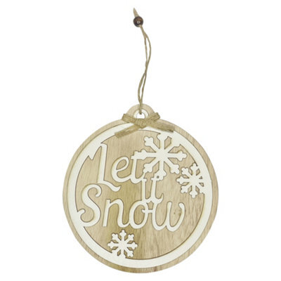 Neel Blue Round Wooden Merry Christmas Sign With A Let It Snow Lettering For Xmas Decor - image 1