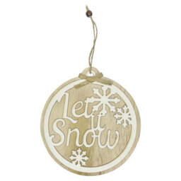 Neel Blue Round Wooden Merry Christmas Sign With A Let It Snow Lettering For Xmas Decor