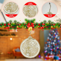 Neel Blue Round Wooden Merry Christmas Sign With A Let It Snow Lettering For Xmas Decor - thumbnail 3