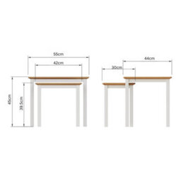 Fwstyle Oak Nest Of 2 Cream Linen Tables Ready Assembled - thumbnail 4