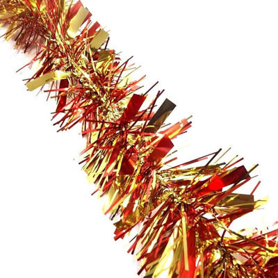 HSD Chunky Red Gold Tinsel Garland - 2M (6.5Ft), Festive Christmas & Party Decoration, Mantel & Home Decor - image 1