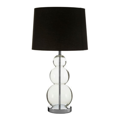 Orsina Elegant Table Lamp With Black Fabric Shade, Luxe Chrome Base Light, Polished Metal Finish Lighting Accent - image 1