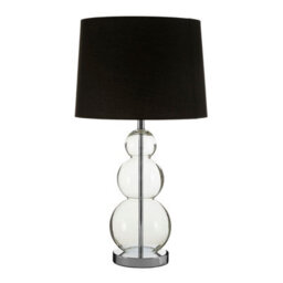 Orsina Elegant Table Lamp With Black Fabric Shade, Luxe Chrome Base Light, Polished Metal Finish Lighting Accent