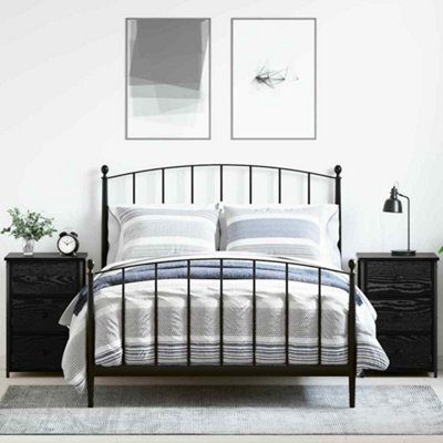 Berkfield Black Oak Nightstand Set Black Oak Engineered Wood Medium Drawers - image 1