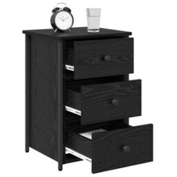 Berkfield Black Oak Nightstand Set Black Oak Engineered Wood Medium Drawers - thumbnail 3
