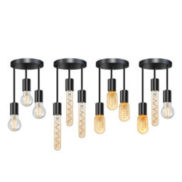 Industrial 3-Way Black Metal Pendant Lamp With E27 Base And Adjustable Cords For Living Room Bedroom Or Restaurant - thumbnail 8