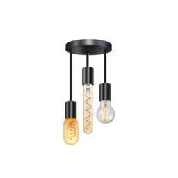 Industrial 3-Way Black Metal Pendant Lamp With E27 Base And Adjustable Cords For Living Room Bedroom Or Restaurant - thumbnail 9