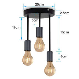 Industrial 3-Way Black Metal Pendant Lamp With E27 Base And Adjustable Cords For Living Room Bedroom Or Restaurant - thumbnail 4