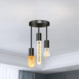 Industrial 3-Way Black Metal Pendant Lamp With E27 Base And Adjustable Cords For Living Room Bedroom Or Restaurant - thumbnail 6
