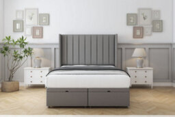 "Comfort Palermo Pewter Dumfries Ottoman Bed Base With 54"" Wingback Headboard 6' Super King" - thumbnail 1