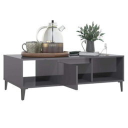 Berkfield Industrial Coffee Table High Gloss Grey 103.5X60X35 Cm Engineered Wood - thumbnail 4