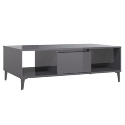 Berkfield Industrial Coffee Table High Gloss Grey 103.5X60X35 Cm Engineered Wood