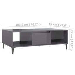 Berkfield Industrial Coffee Table High Gloss Grey 103.5X60X35 Cm Engineered Wood - thumbnail 9
