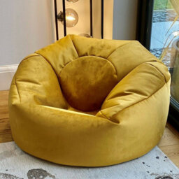Beautiful Beanbags Adult Luxury Classic Beanbag Plush Velvet Bean Bags Ready Filled - Mustard - thumbnail 2