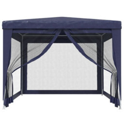 Walplus Party Tent Garden Gazebo Canopy With 4 Mesh Sidewalls Blue 3X4 M Hdpe - thumbnail 3