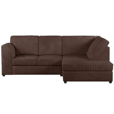Furnishings For Less UK Luxor Chocolate Jumbo Cord 4 Seater Corner Sofa Right Hand Facing - Full Back - image 1